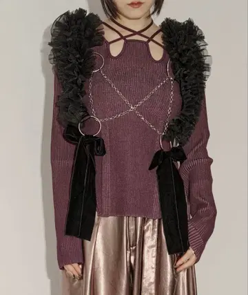 에지크 프릴 튤 리본 하네스 미사용 새상품