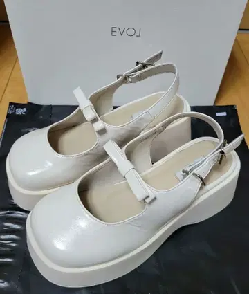 EVOL 경량 통굽 리본 메리 제인 IX5462 아이보리 화이트 M