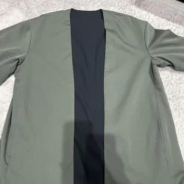 그레이 노카라 자켓 스트레치 소재