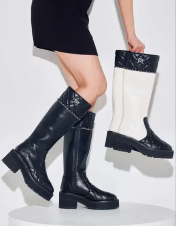 Darich 체인 퀼팅 가죽 부츠