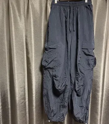 나일론 팬츠 블랙 오버 사이즈