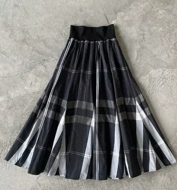 PASSIONE 파시오네 체크 롱 스커트 M 맥시