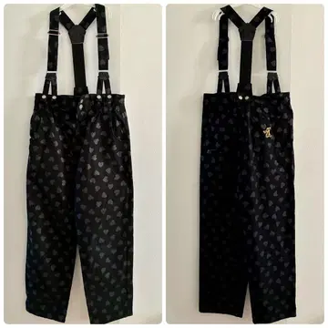 Twotom 하트 올 패턴 서스펜더 와이드 팬츠 구제 의류 레어 오버롤