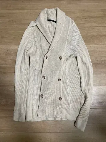 남성용 니트 가디건 아이보리 더블 버튼