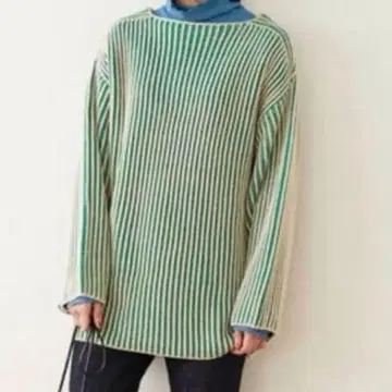 Petit Fleur 니트 프리 사이즈 바이컬러 스트라이프 니트