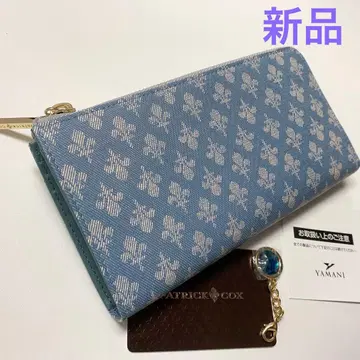 [새상품] 패트릭 콕스 L자 지퍼 장지갑 데님 프린트 가죽 데님색