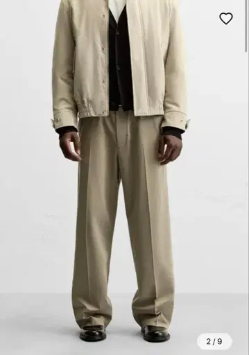 ZARA 비스코스 코튼 와이드 핏 팬츠 EU42/JP32 스톤