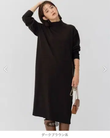 23구 작은 사이즈 32 울 캐시미어 블렌드 하이넥 원피스