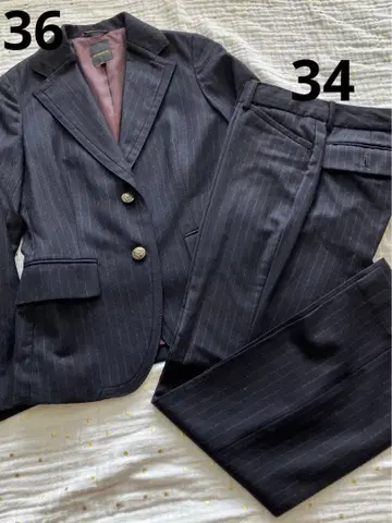 에미스페르 팬츠 수트 울 캐시미어 혼방 네이비 36 34