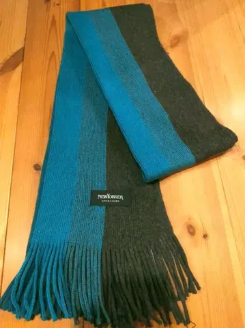 실크 혼방 뉴요커 NEWYORKER 스트라이프 머플러 / 그린