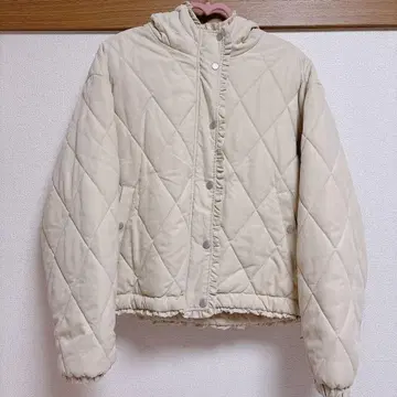 merry jenny 프릴 퀼팅 후드 자켓