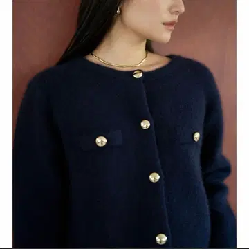 네이비 F 사이즈 CHN 라쿤 니트 자켓