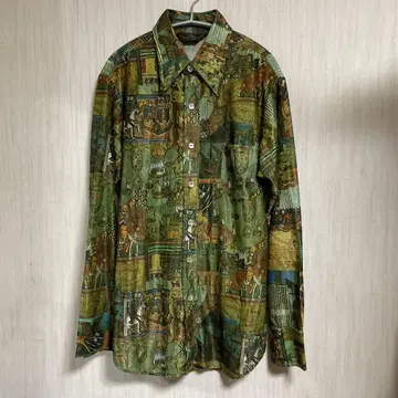 70s Vintage 올 패턴 폴리 셔츠 빈티지