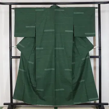 미사용 155cm M 사이즈 그린 순수 실크 유키쓰무기 a843