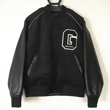 GOAL STUDIO 바시티 자켓 블랙 와펜 퀼팅 충전솜