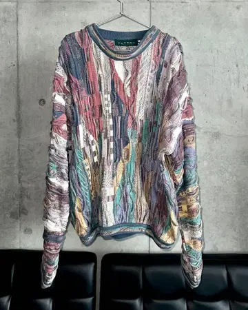 TUNDRA 90s vintage 3D 니트 스웨터 멀티 컬러