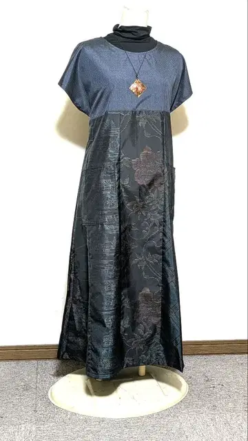 오시마 카스리 기모노 리메이크 롱 원피스 B 6