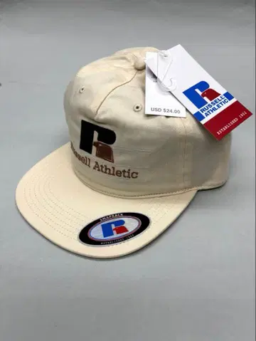 [ 미사용 새상품 ] Russell Athletic 캡 스냅백 베이지