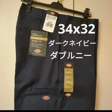 새상품 34x32 DN 더블니 디키즈 워크 팬츠 다크 네이비