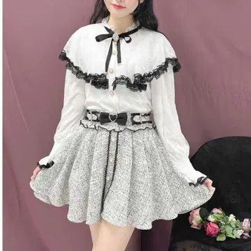 ROJITA 사이드 버클 트위드 치마바지 블랙