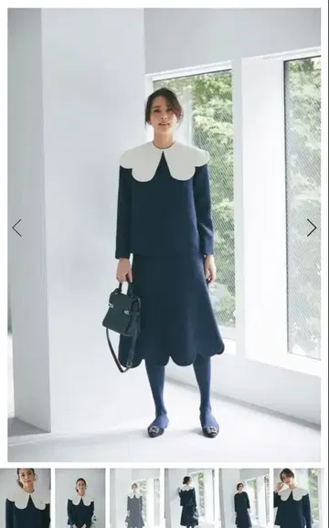 세븐틴 미호 카와히토 네이비 스커트 셋업