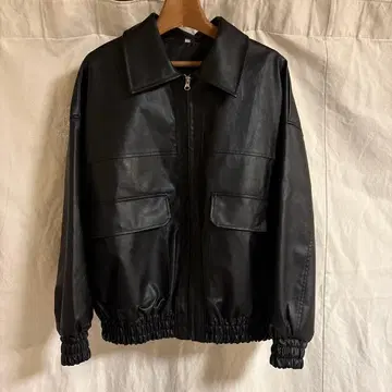 coca 인조 가죽 오버 사이즈 자켓 블랙