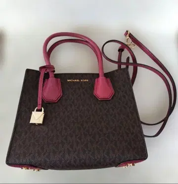 MICHAEL KORS 숄더백 다크 브라운/와인 레드