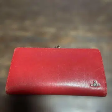 가죽 빨간색 장지갑 지퍼식