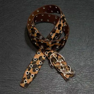Vintage 구제 의류 스터드 표범 무늬 벨트