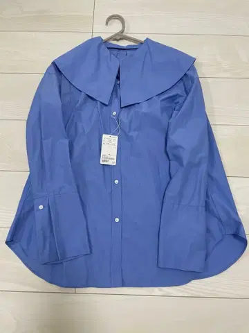 [ 택 포함 ] 그린 라벨 릴랙싱 빅 칼라 셔츠 블라우스 블루