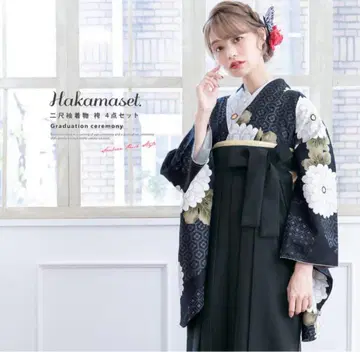 졸업식 하카마 4세트 L 사이즈 니샤쿠소 대학생 블랙 계열 여성용