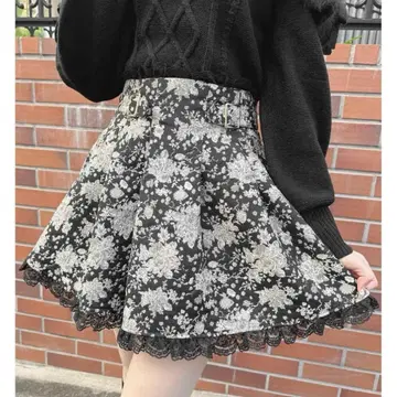 ROJITA 플라워 자카드 치마바지 블랙