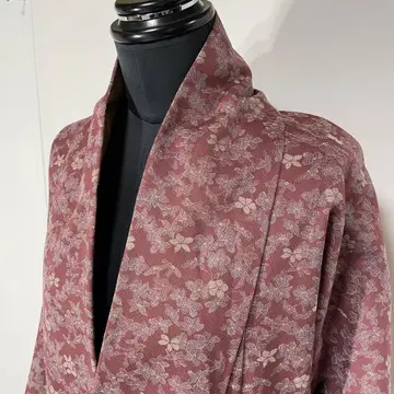 기모노 단의 넓은 카라 꽃무늬 일본풍 패턴 명주 고급 올드 로즈