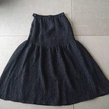 뷰티&유스 자카드 개더 플레어 스커트 S 블랙