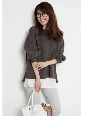 새상품 JUSGLITTY 셔츠 레이어드 니트