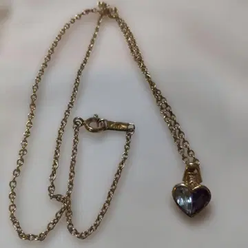 하트 모양 목걸이 파랑 보라색 스톤