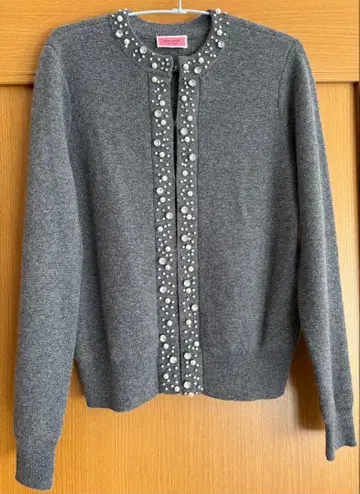 kate spade 캐시미어 100% 펄 큐빅 가디건