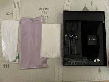 MAZZO 신랑 잡화 서스펜더 세트 블랙 기하학 패턴