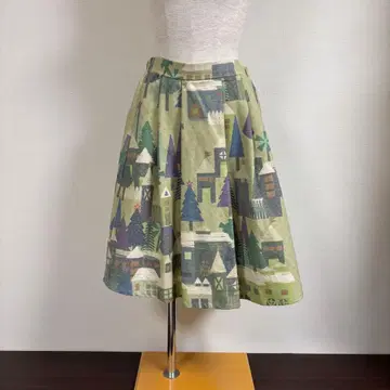 숲 패턴 플레어 스커트 무릎 기장