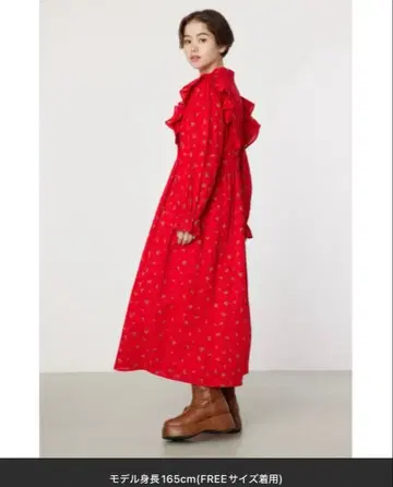 플라워 패턴 프릴 원피스