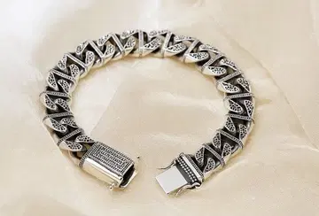 고급스러움이 있는 기하학 디자인 메테오라이트 운석 남성 스타일 순은 팔찌