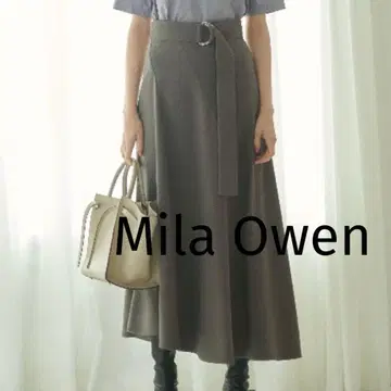 Mila Owen 절개 디자인 벨트 포함 서큘러 스커트 그레이
