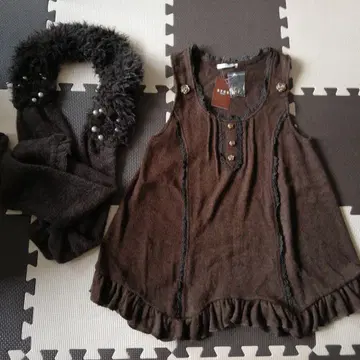 머플러 포함 아우터 탱크 브라운 M