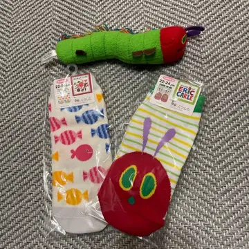 금붕어가 도망쳤다, 배고픈 애벌레 양말과 봉제 인형 세트 22-24cm