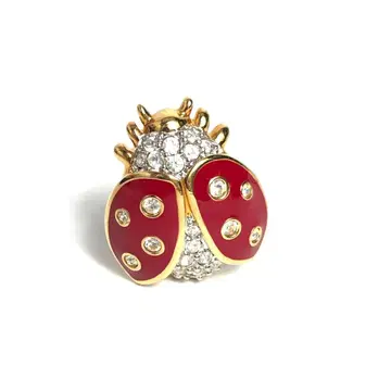 SWAROVSKI 스와로브스키 브로치 코사지 무당벌레 빨간색 레드