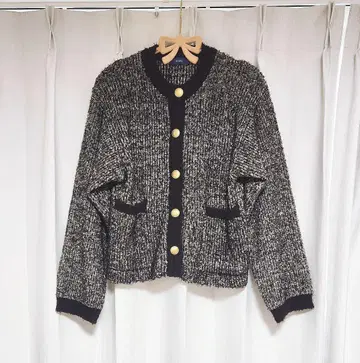 쉽스 트위디 니트 가디건 긴팔