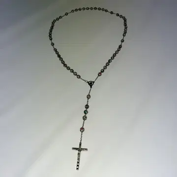 이탈리아제 십자가 포함 로사리오 목걸이