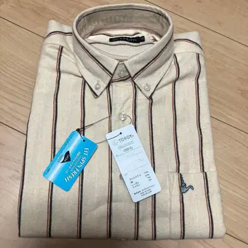 [ 미사용 새상품 ] TOROY 스트라이프 패턴 플란넬 셔츠 베이지 M