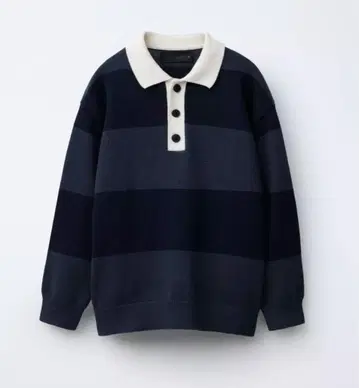 스트라이프 니트 피케 셔츠