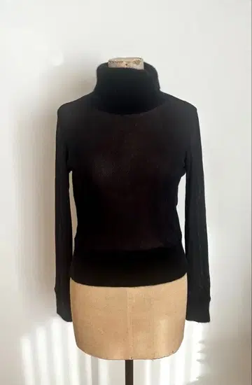 GRACE CONTINENTAL 시스루 하이넥 울 스웨터